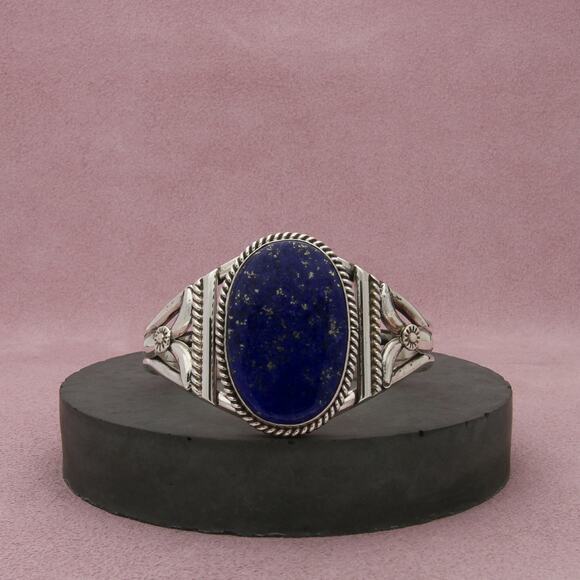 Native Jewelry - navajo sterling silver vintage mary ann spencer lapis cuff bracelet size 6in